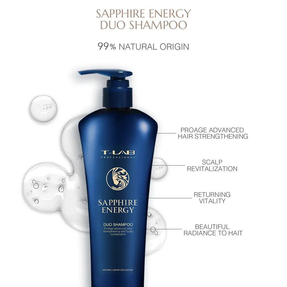 T-LAB Professional Sapphire Energy Duo Shampoo Šampūnas plaukų stiprinimui ir anti-senėjimo poveikis