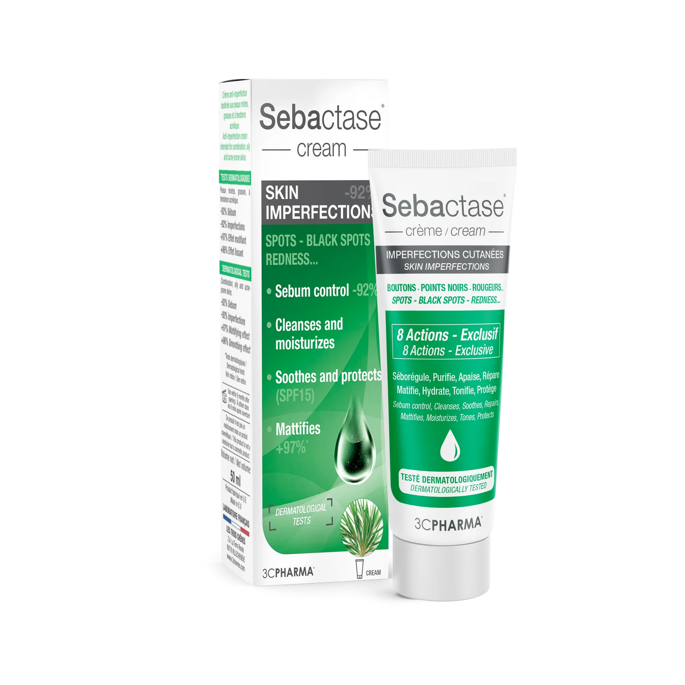 SEBACTASE intensyvus 8 poveikių kremas nuo spuogų su SPF15 50ml (kosmetika)