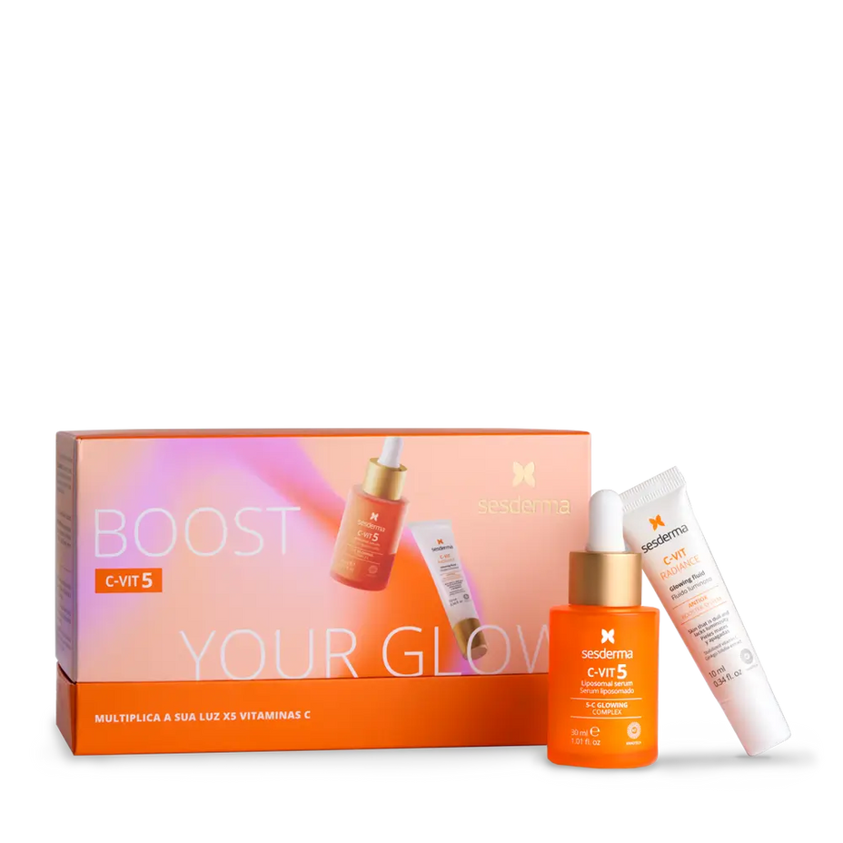 SESDERMA, BOOST YOUR GLOW odos priežiūros rinkinys su vitaminu C (C-VIT 5 SERUM 30ml + C-VIT FLUID 10ml)