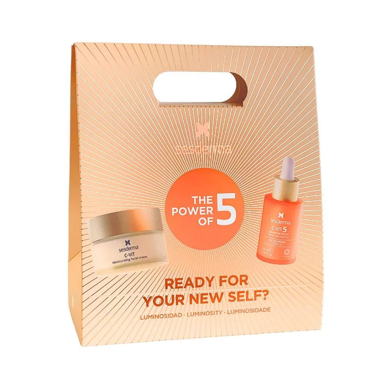 SESDERMA PROMO LUMINOSITY rinkinys ( C-VIT moisturizing veido kremas, 50 ml + C-VIT 5 liposominis veido serumas, 30 ml)