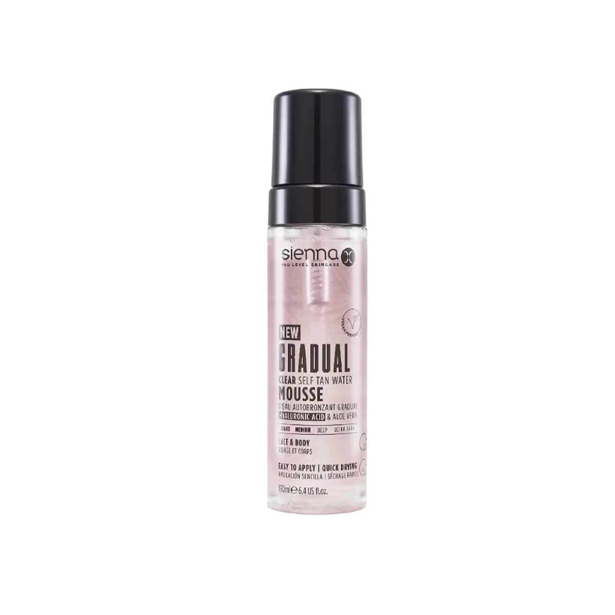 SIENNA X skaidrios savaiminio įdegio putos GRADUAL TAN WATER MOUSSE, 190ml