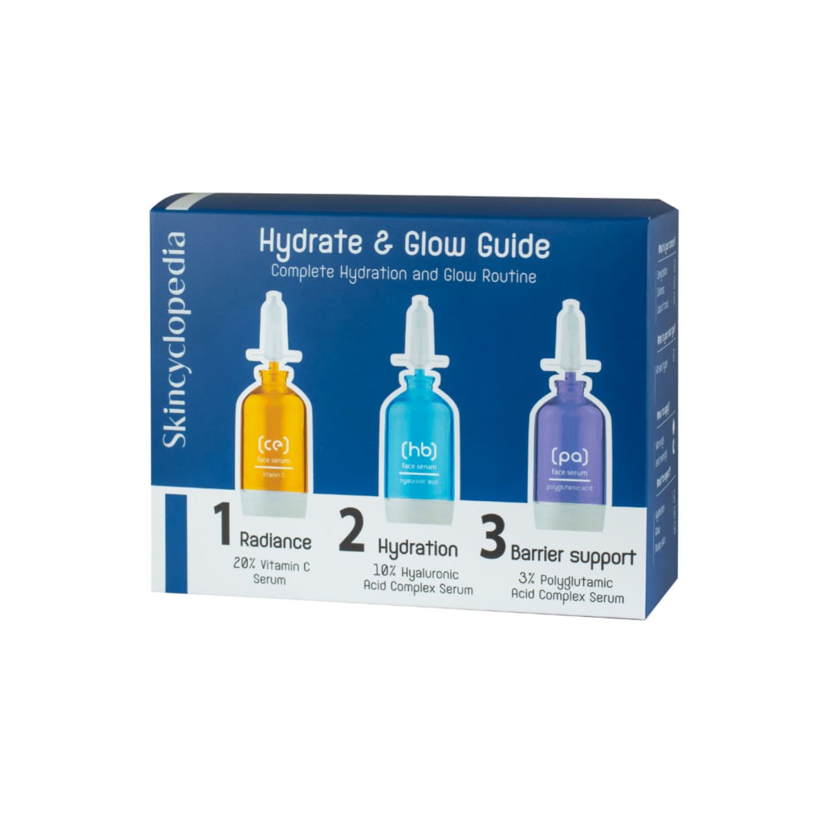 Skincyclopedia drėkinamųjų veido serumų rinkinys, 3*15ml