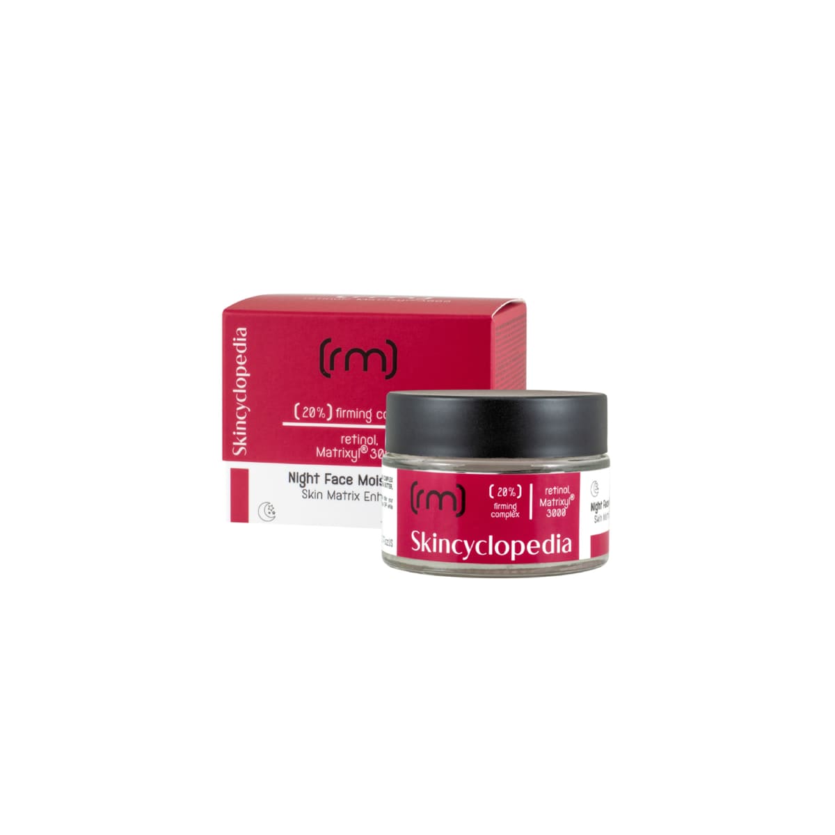 Skincyclopedia naktinis drėkinamasis veido kremas su 20% stangrinamuoju kompleksu, retinoliu, Matrixyl® 3000 kompleksu, skvalenu, 50ml
