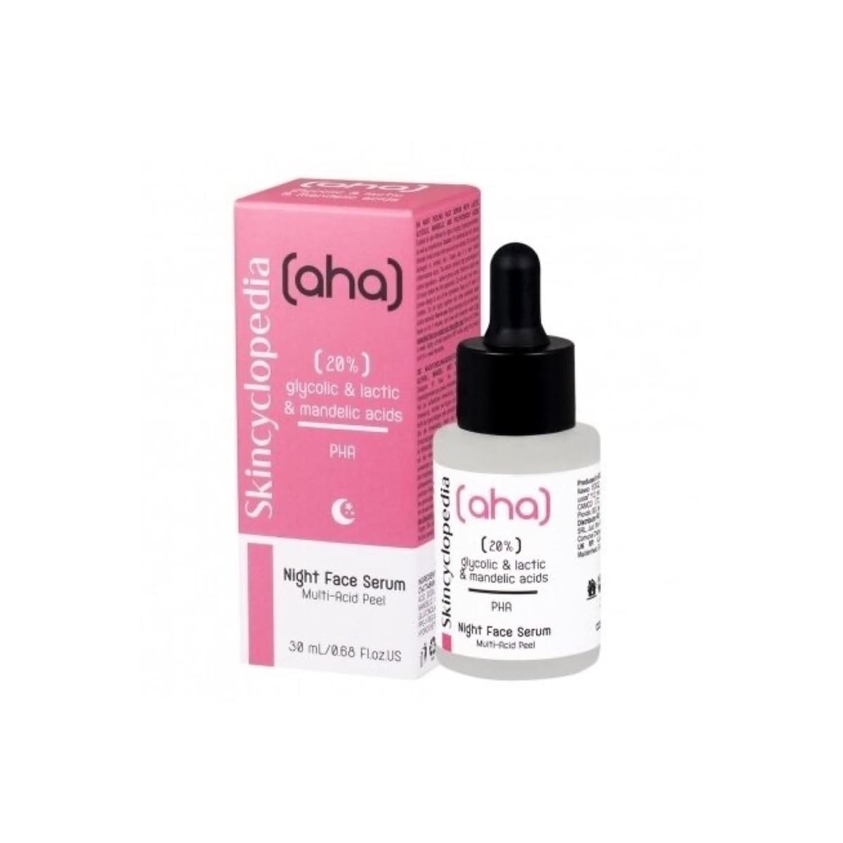 Skincyclopedia naktinis veido serumas su 20% AHA + PHA rūgščių kompleksu, 30ml