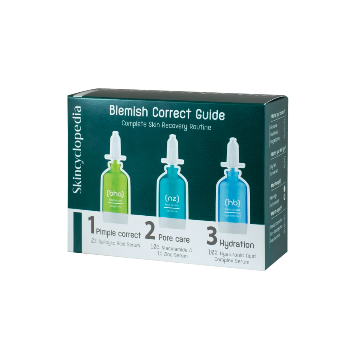 Skincyclopedia veido serumų rinkinys riebiai odai, 3*15ml