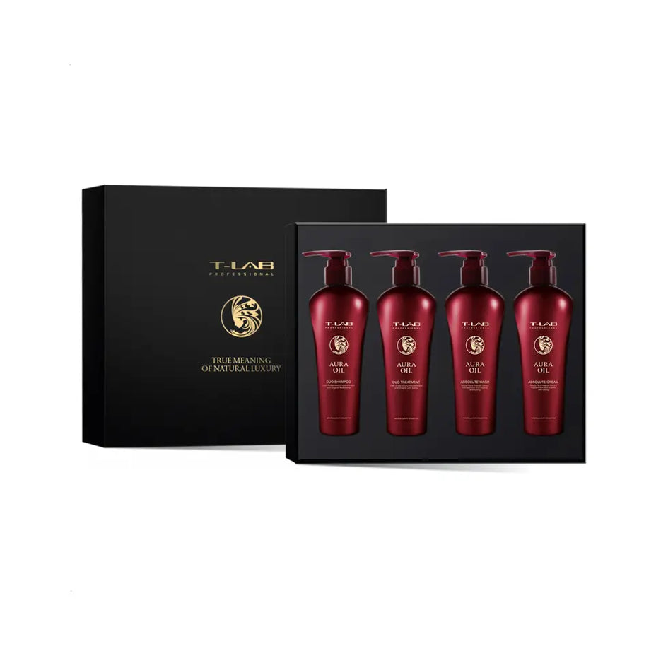 T-LAB Professional Aura Oil Ritual Body Set Rinkinys Sausiems plaukams ir kūnui