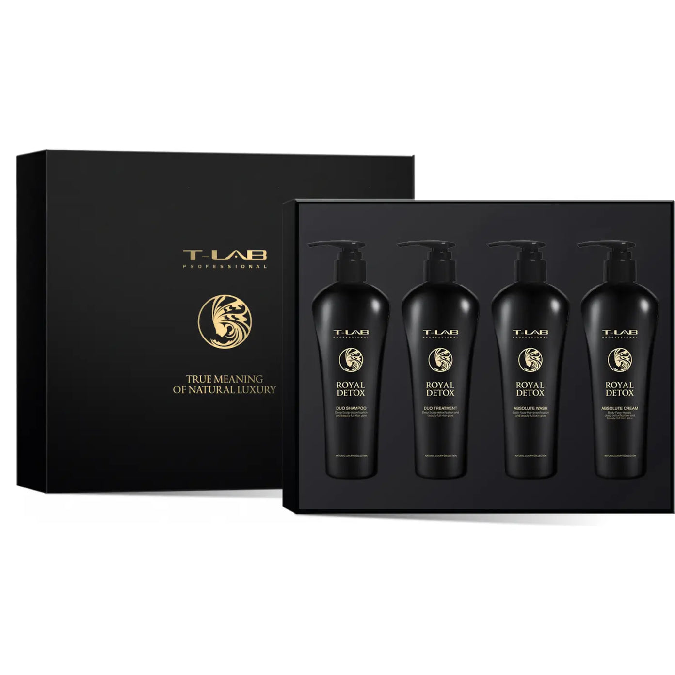 T-LAB Professional Royal Detox Whole Body Set Rinkinys silpniems, slenkantiems plaukams ir kūnui