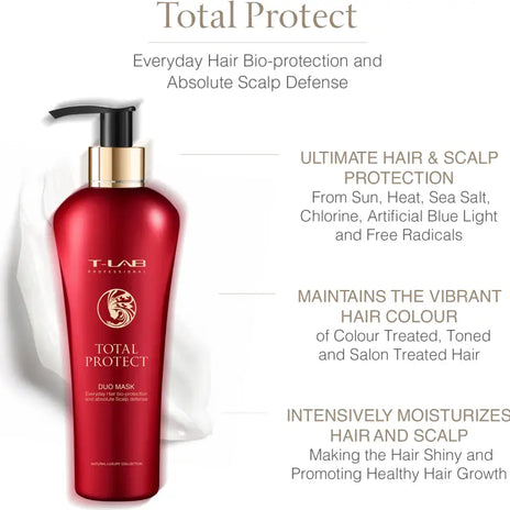 T-LAB Professional Total Protect Duo Mask Dažytų ar chemiškai apdorotų plaukų kaukė 300ml
