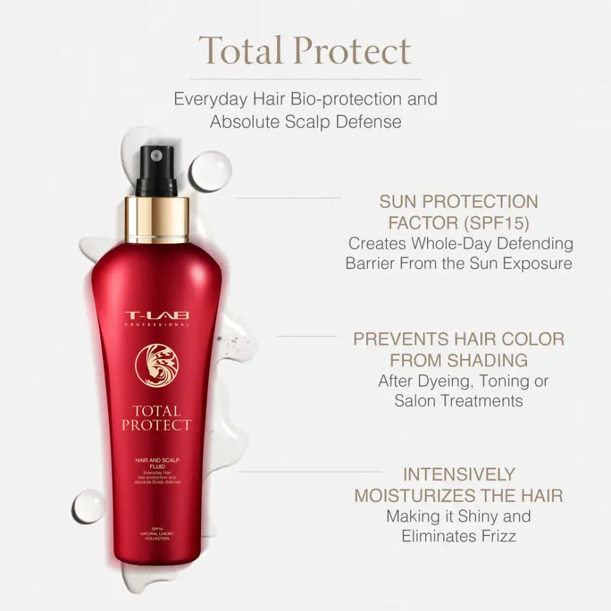 T-LAB Professional Total Protect Hair And Scalp Fluid SPF15 Dažytų ar chemiškai apdorotų plaukų fluidas su apsauga 150ml