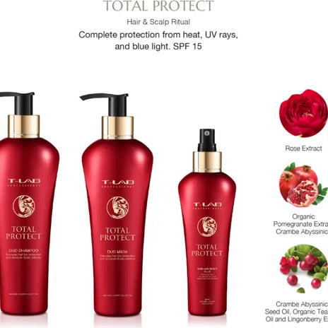 T-LAB Professional Total Protect Hair And Scalp Fluid SPF15 Dažytų ar chemiškai apdorotų plaukų fluidas su apsauga 150ml