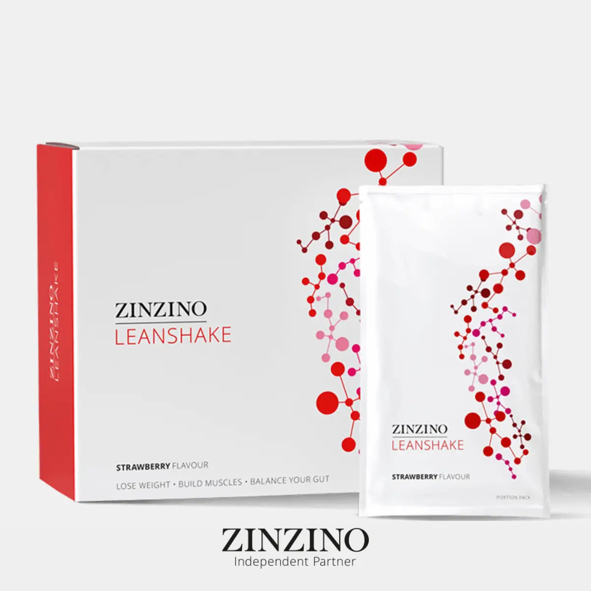 Zinzino, LeanShake kokteilis, braškių skonio 16x30g
